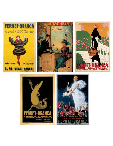 FERNET- BRANCA SET POSTER STORICI 5 PZ